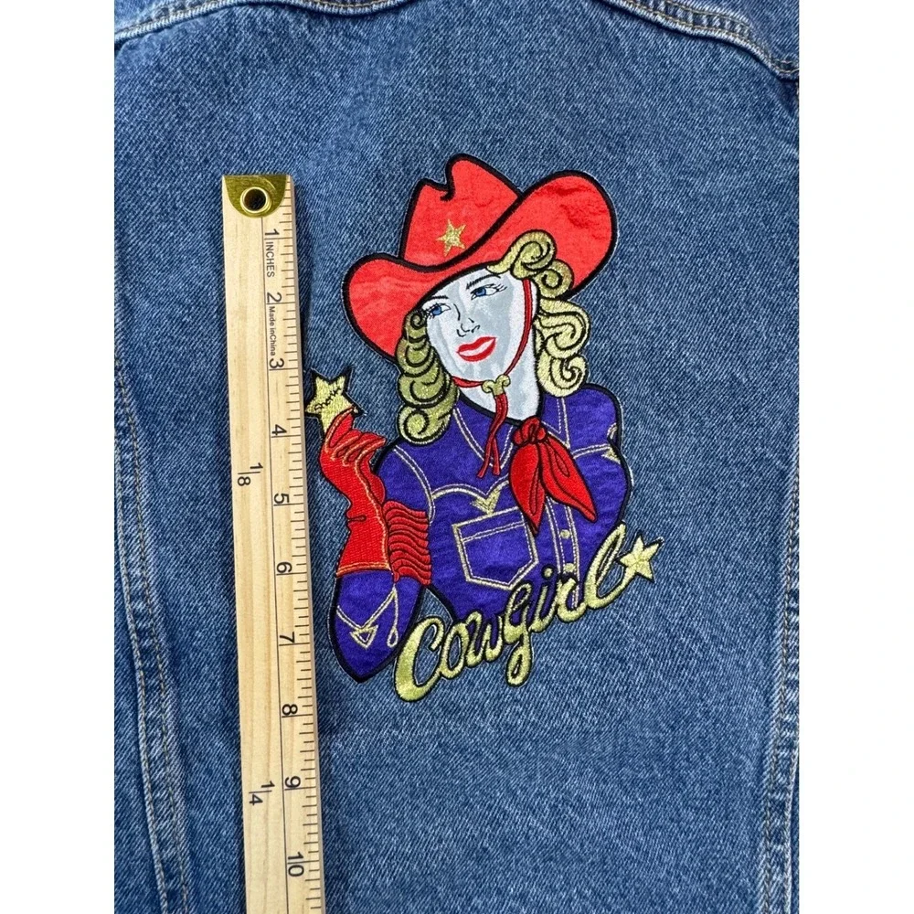 Levi Strauss Signature‎ Denim Women's Jacket large cusCowgirl Patch Western